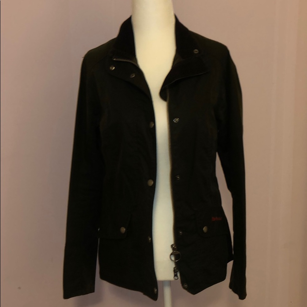 Barbour green waxed jacket, size 4